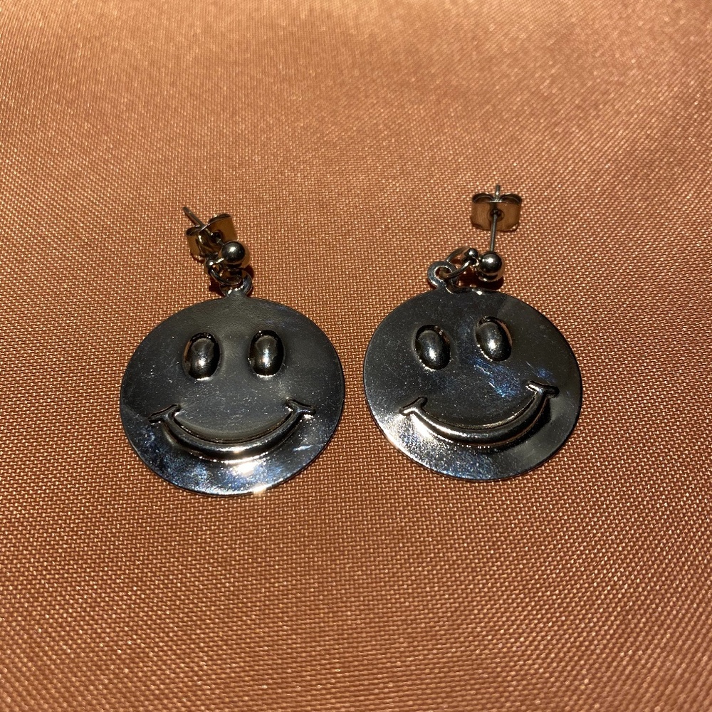 Justine Clenquet Silver Smiley Earrings